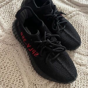 Adidas Black and Red Knit Sneakers